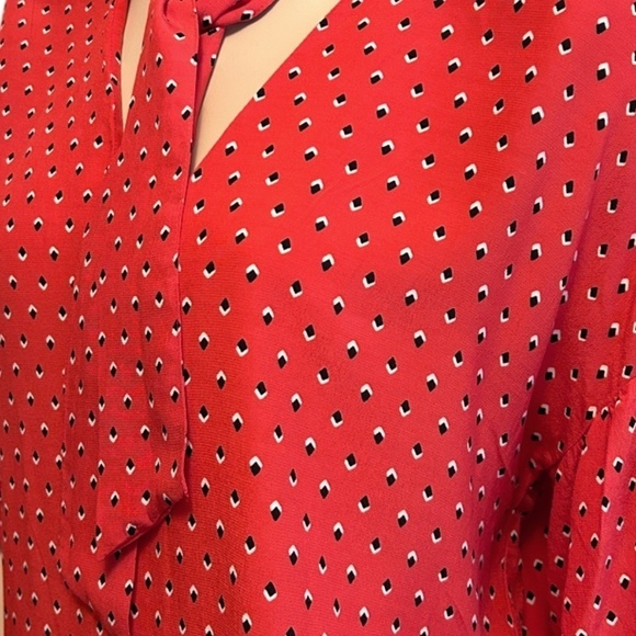 ZARA Blouse Top Shirt Flutter Butterfly Sleeve Bow Tie Neck Hi Low Relaxed Fit - Picture 10 of 14